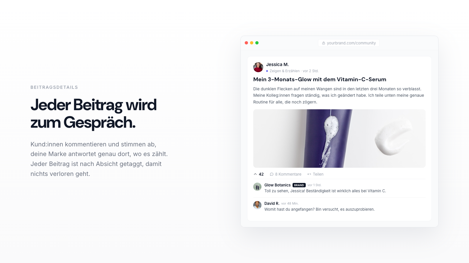 A community post with your brand reply