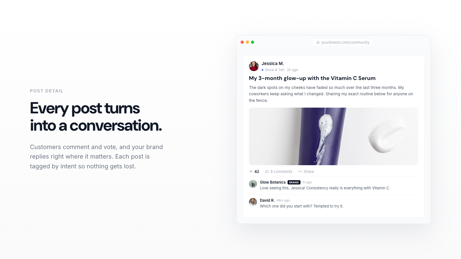A community post with your brand reply