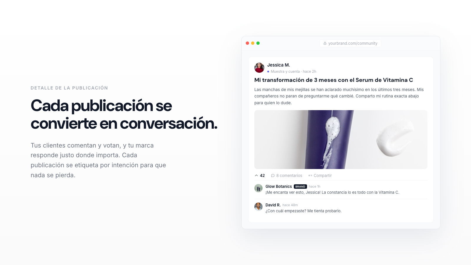 A community post with your brand reply