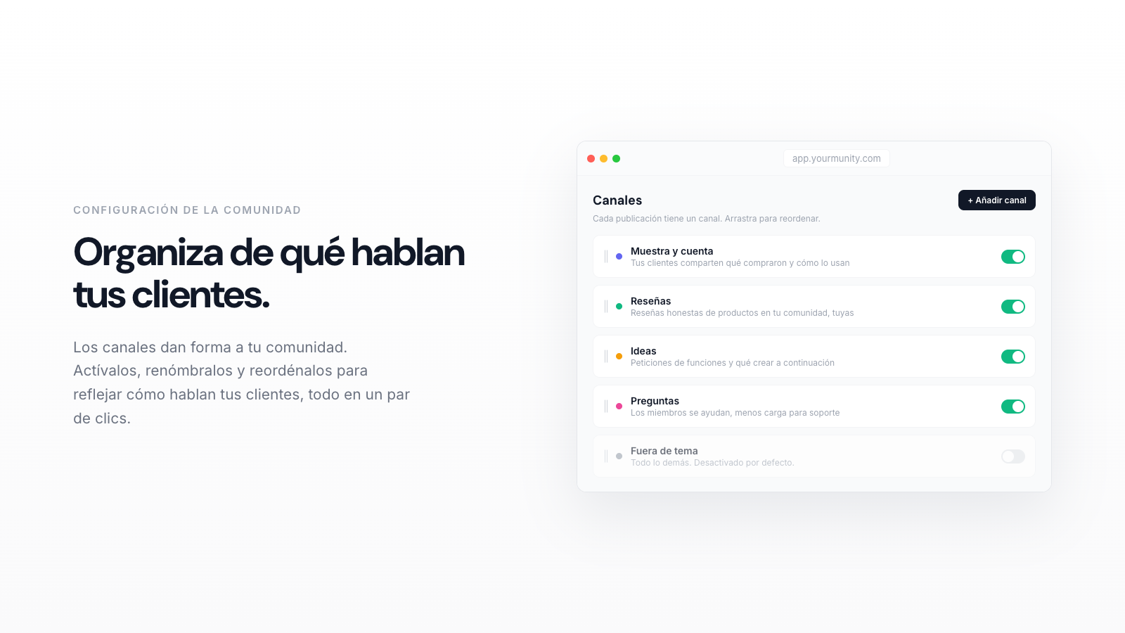 Cómo configurar los canales de tu comunidad