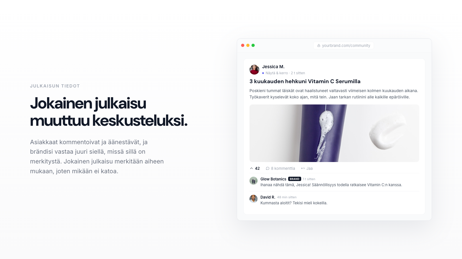 A community post with your brand reply
