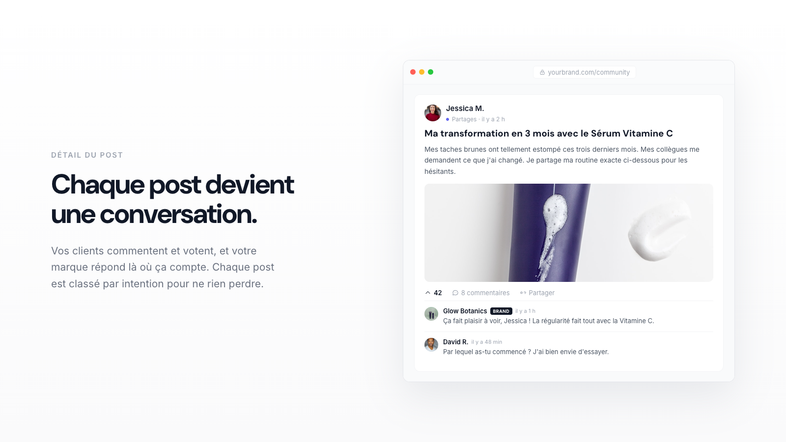 A community post with your brand reply