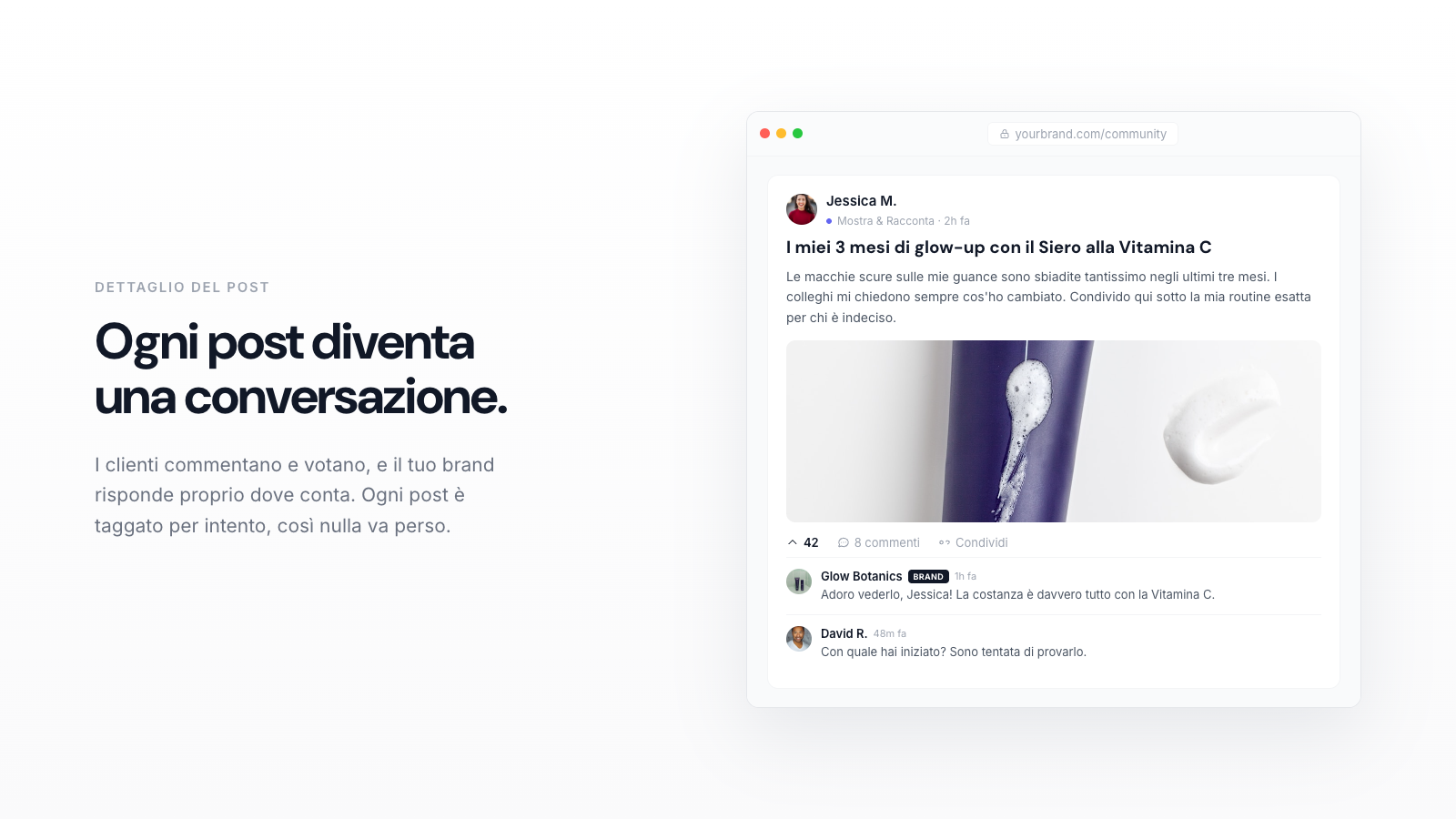 A community post with your brand reply