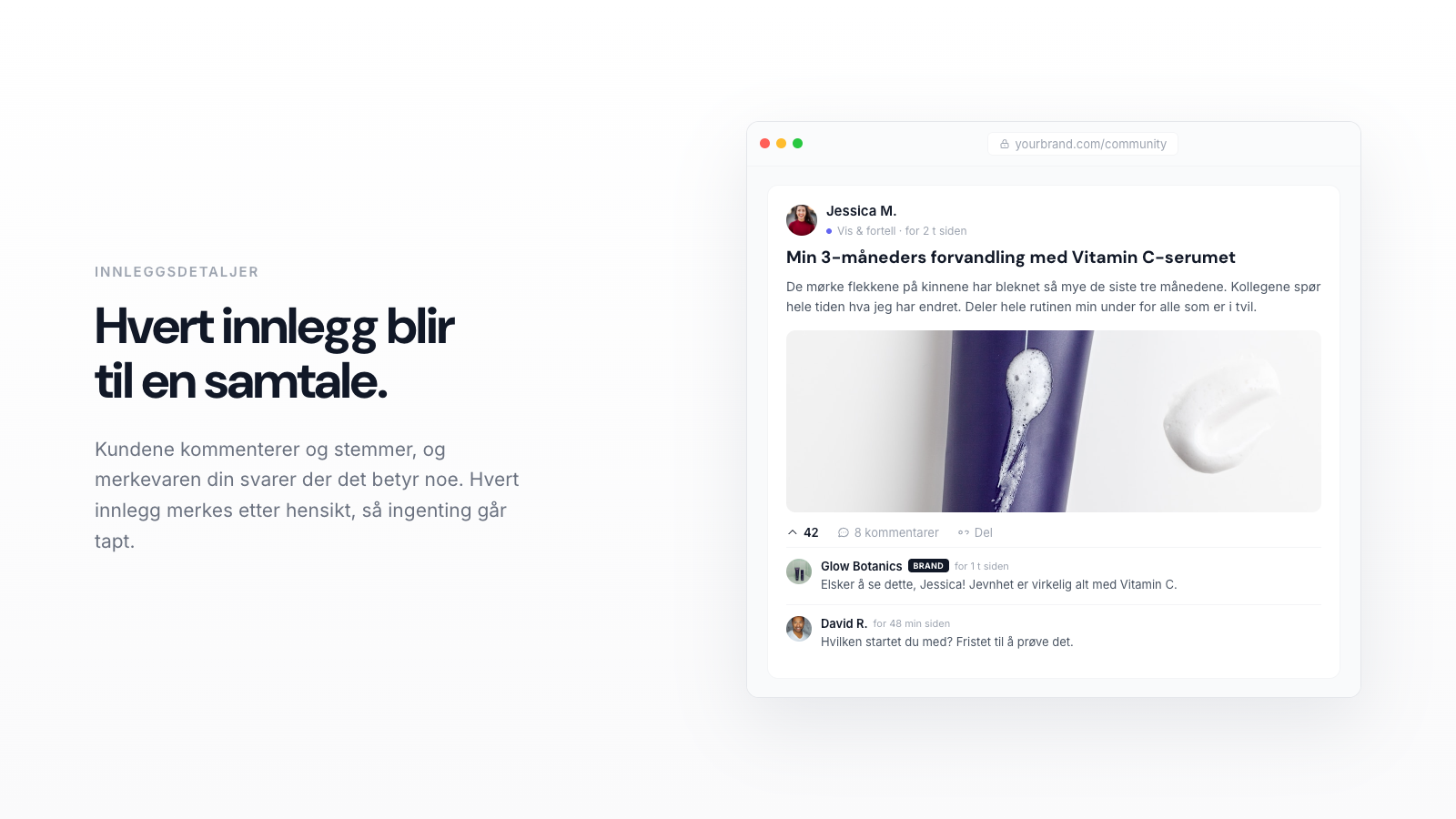 A community post with your brand reply
