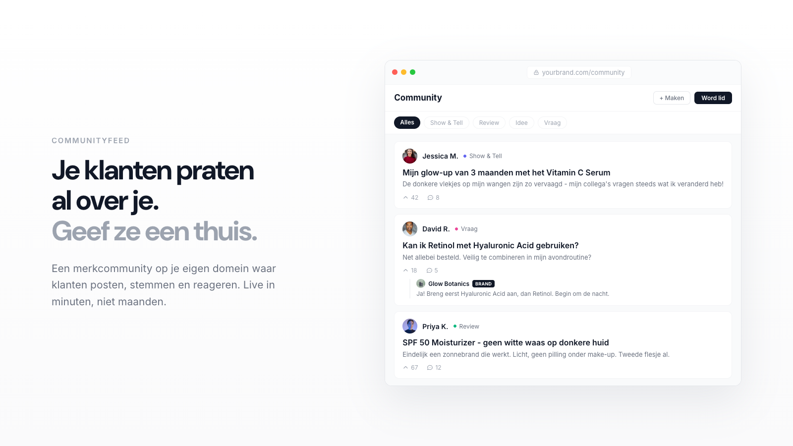 Your community feed, live inside your store