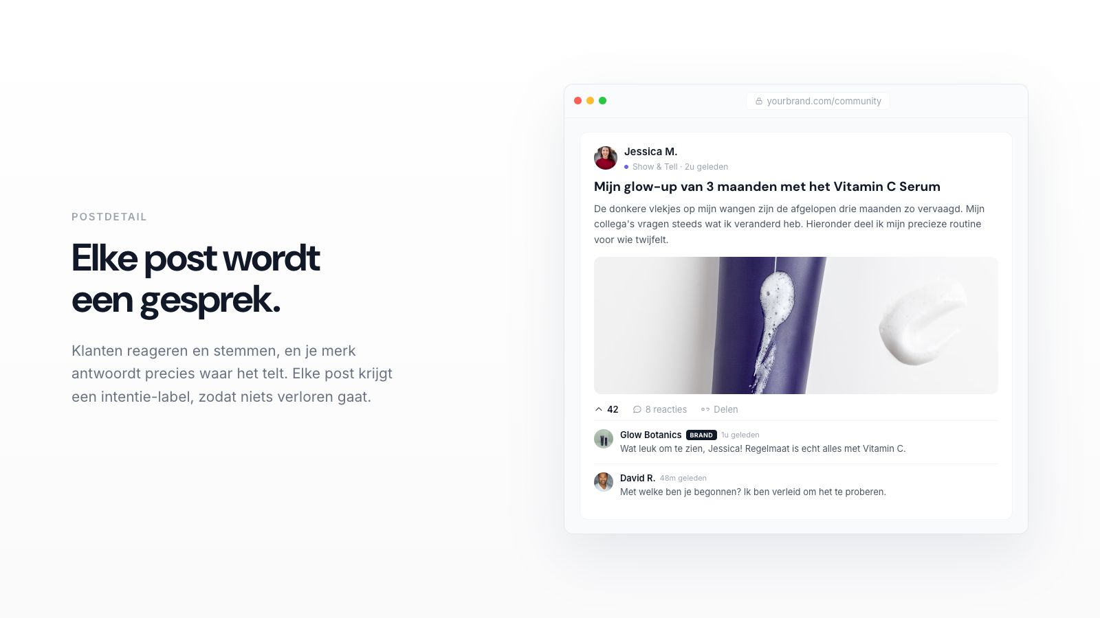 A community post with your brand reply