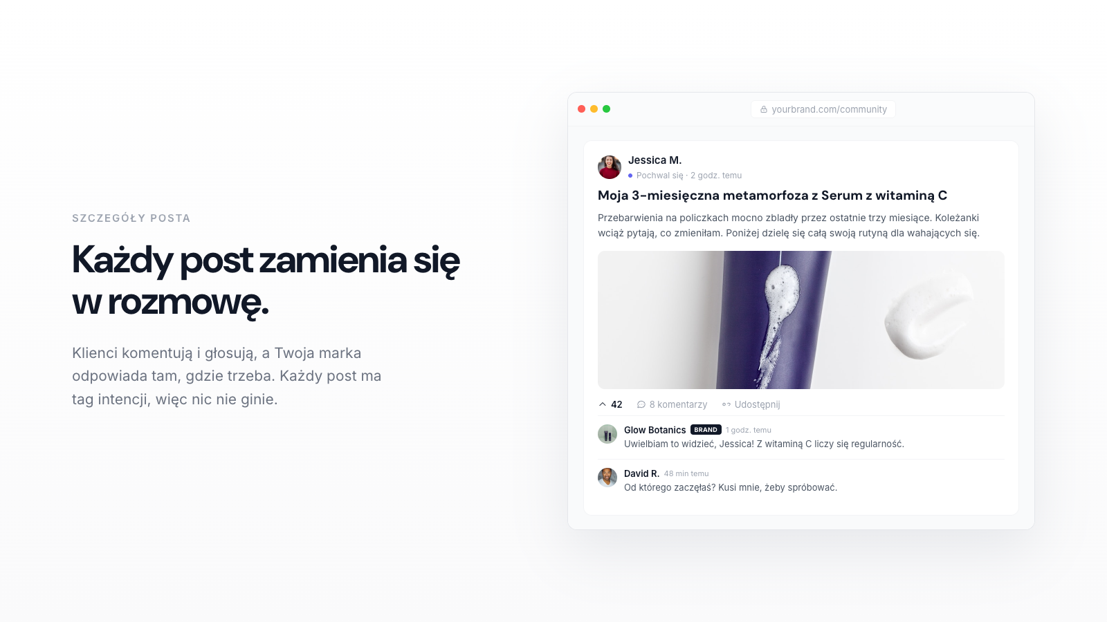 A community post with your brand reply