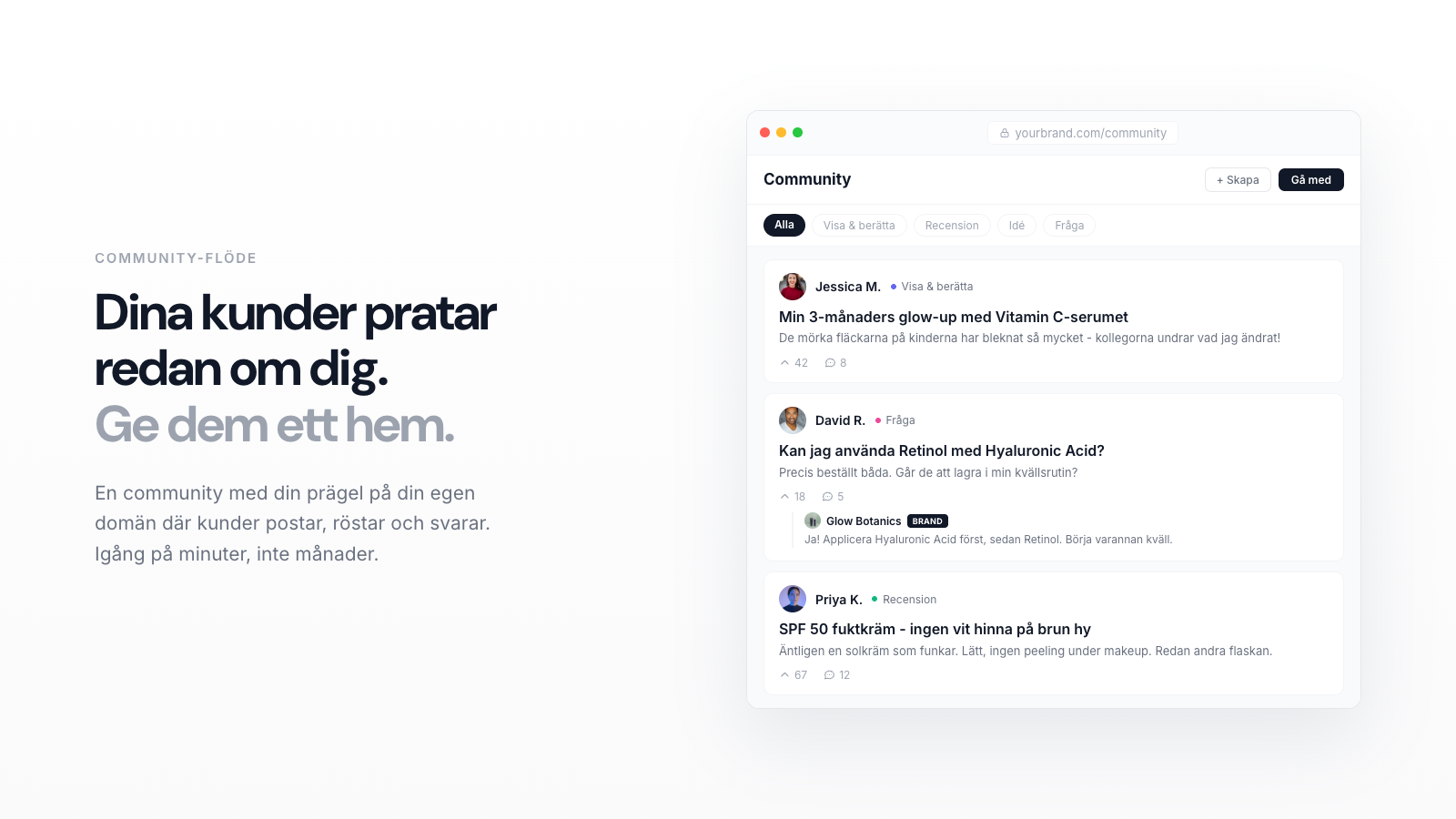 Your community feed, live inside your store