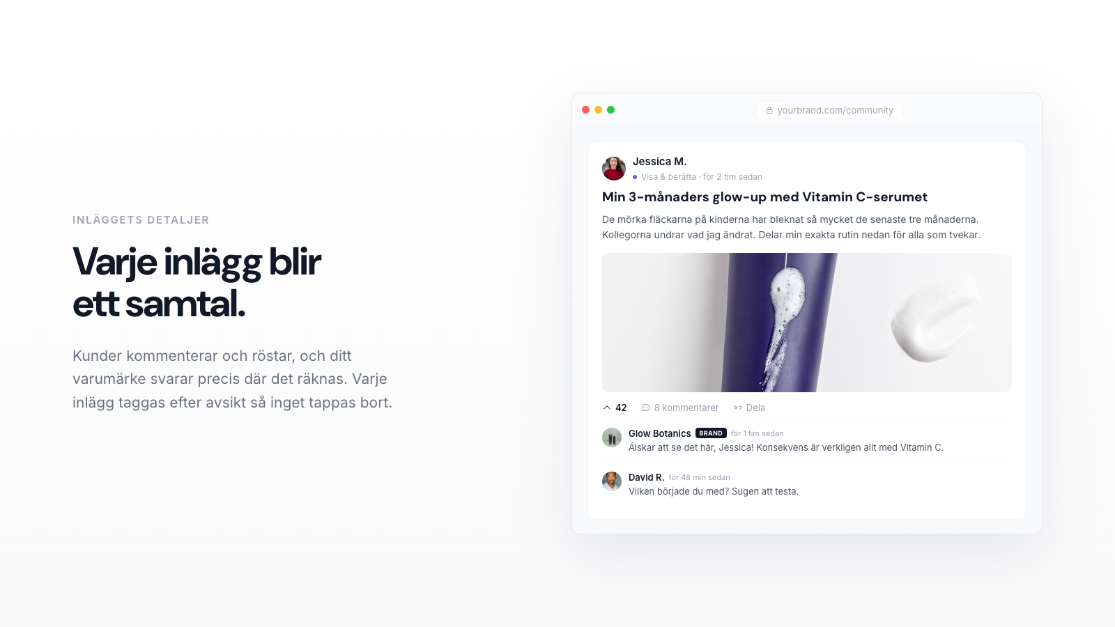 A community post with your brand reply