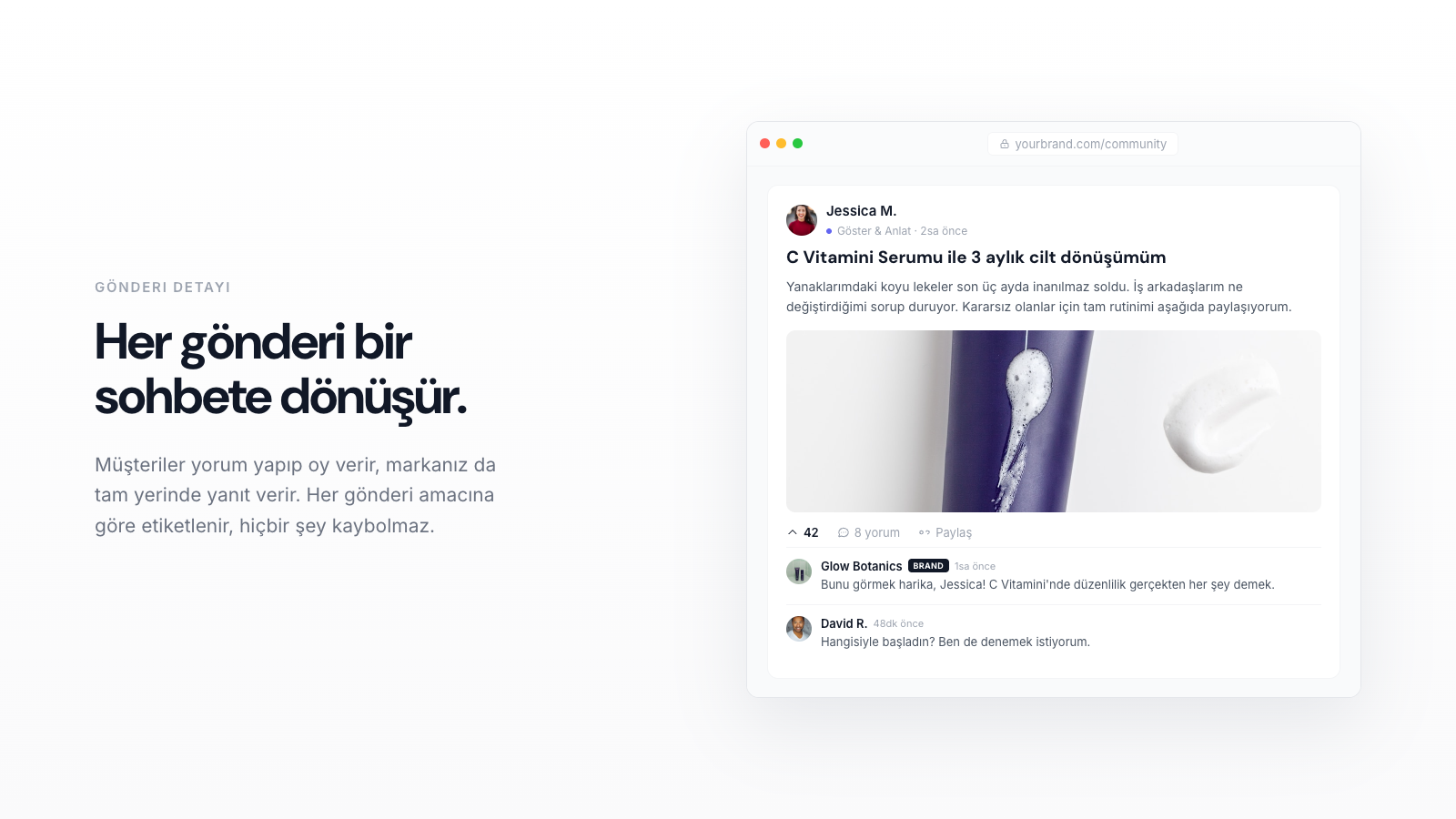 A community post with your brand reply