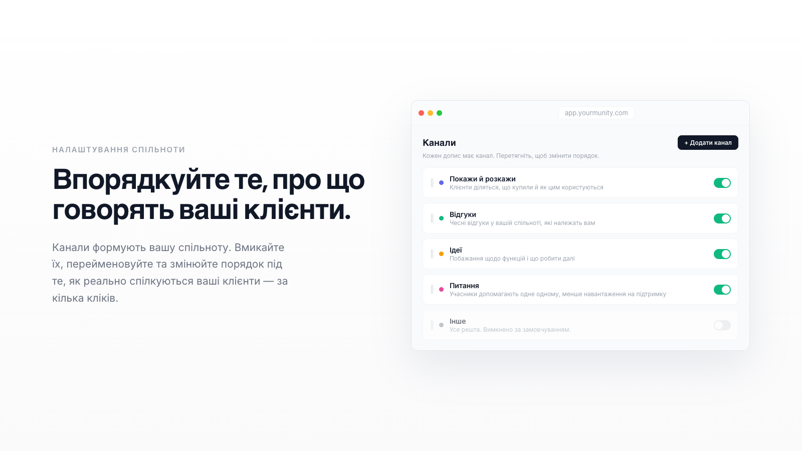 Як налаштувати канали спільноти
